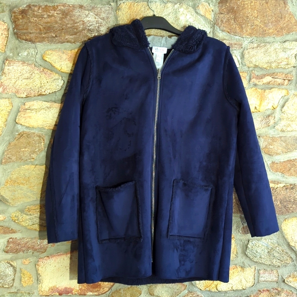 Denim&co blue faux shearling coat